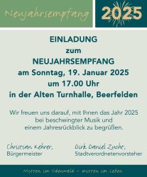 Einladung Neujahrsempfang der Stadt Oberzent